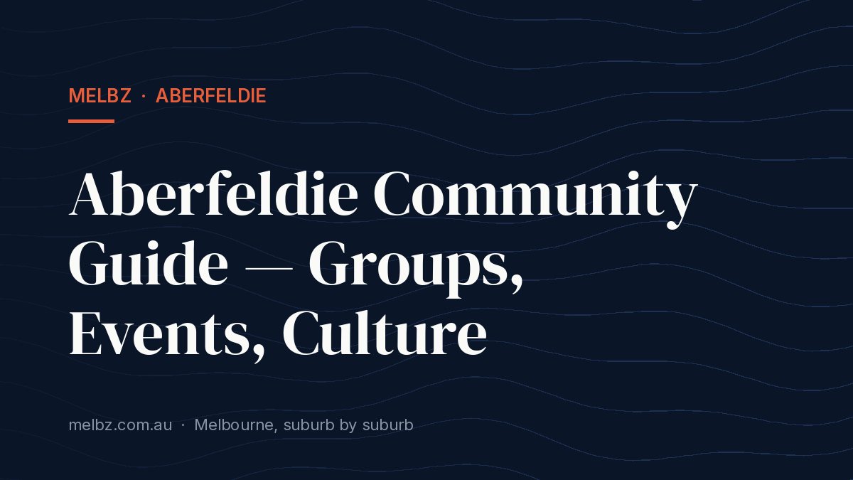 Title card: Aberfeldie Community Guide — Groups, Events, Culture