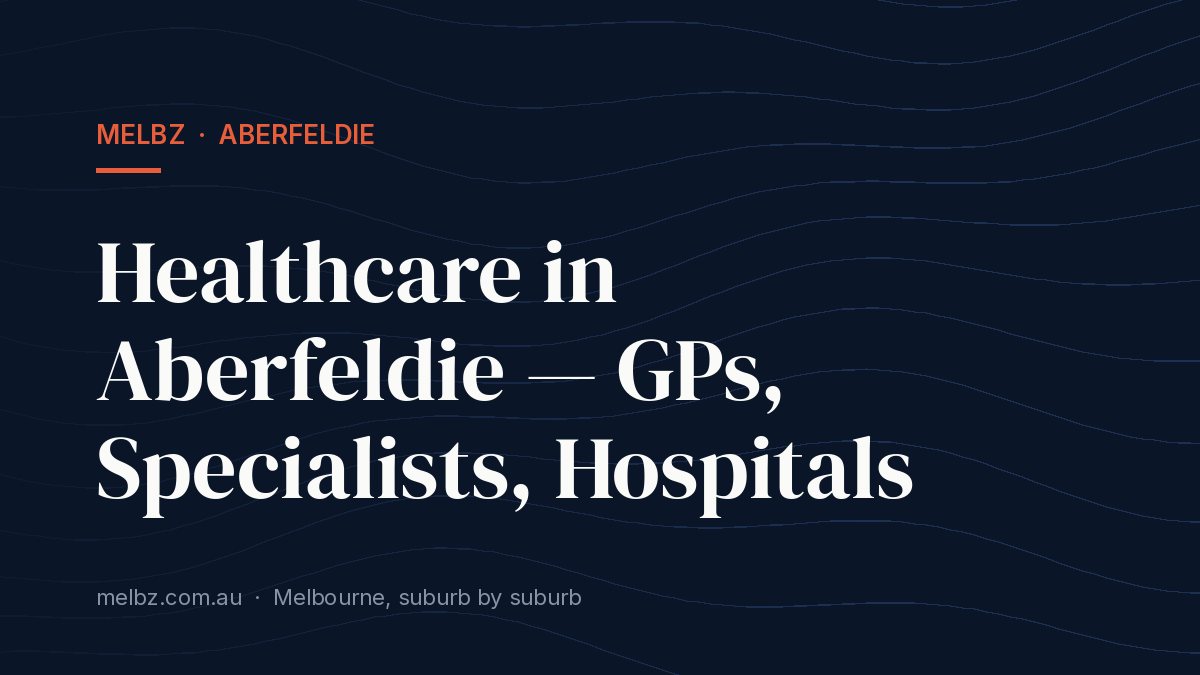 Title card: Healthcare in Aberfeldie — GPs, Specialists, Hospitals