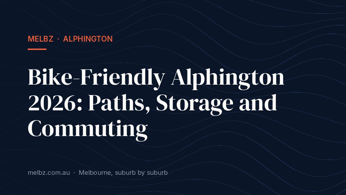 Title card: Bike-Friendly Alphington 2026: Paths, Storage and Commuting