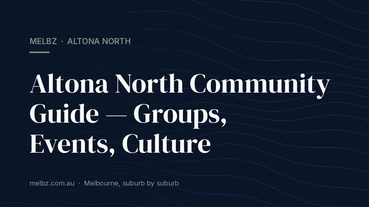 Title card: Altona North Community Guide — Groups, Events, Culture