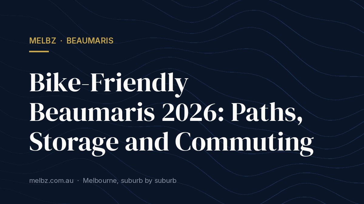 Title card: Bike-Friendly Beaumaris 2026: Paths, Storage and Commuting