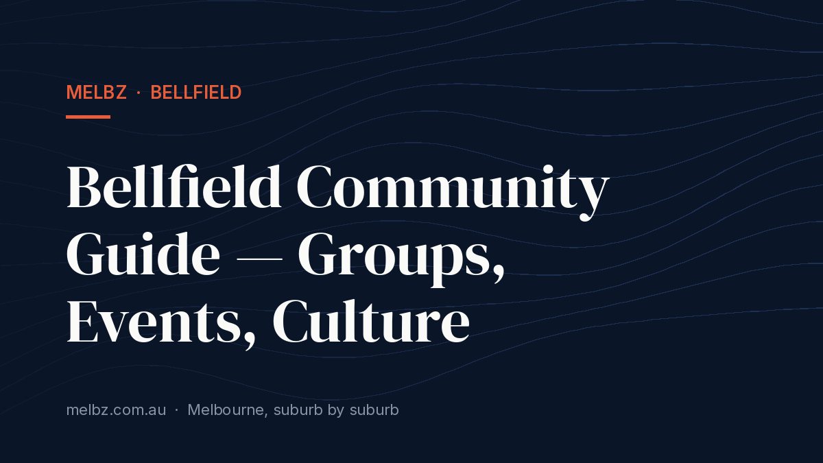 Title card: Bellfield Community Guide — Groups, Events, Culture