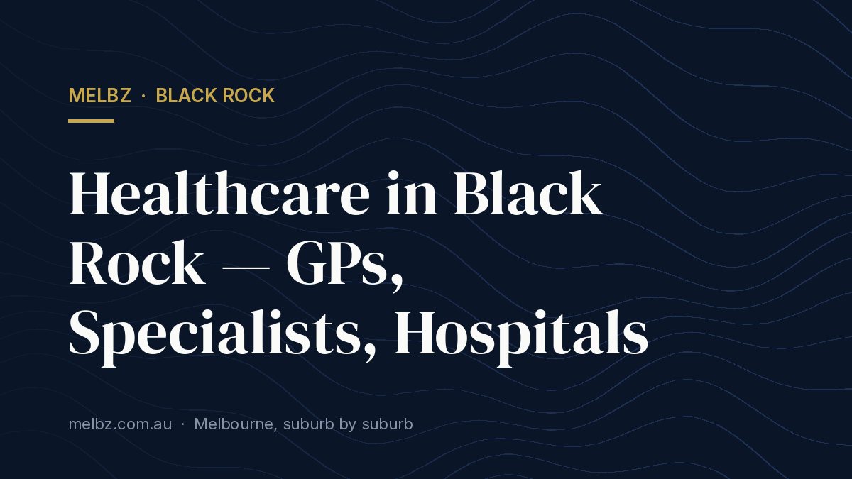 Title card: Healthcare in Black Rock — GPs, Specialists, Hospitals