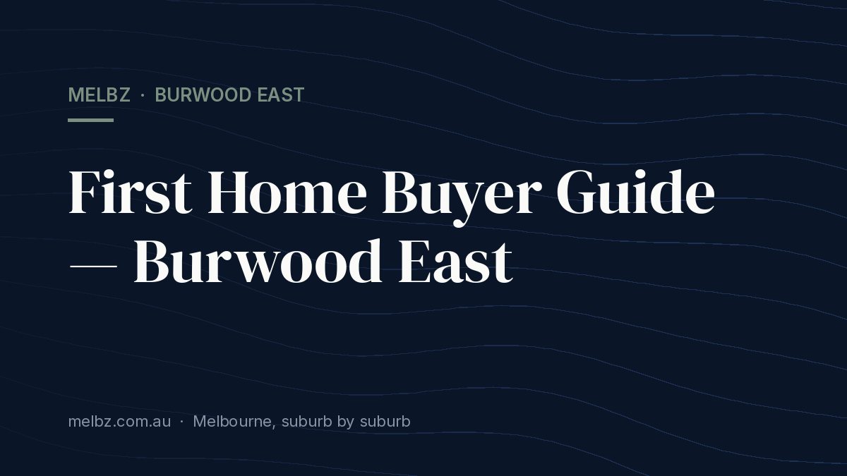 Title card: First Home Buyer Guide — Burwood East