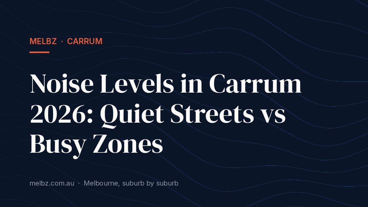 Title card: Noise Levels in Carrum 2026: Quiet Streets vs Busy Zones