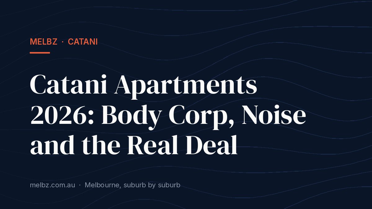 Title card: Catani Apartments 2026: Body Corp, Noise and the Real Deal