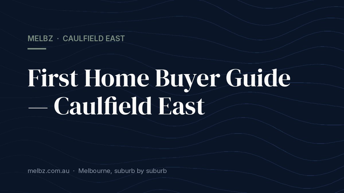 Title card: First Home Buyer Guide — Caulfield East
