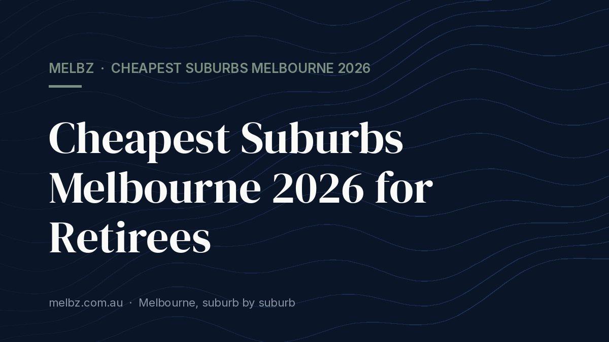 Title card: Cheapest Suburbs Melbourne 2026 for Retirees
