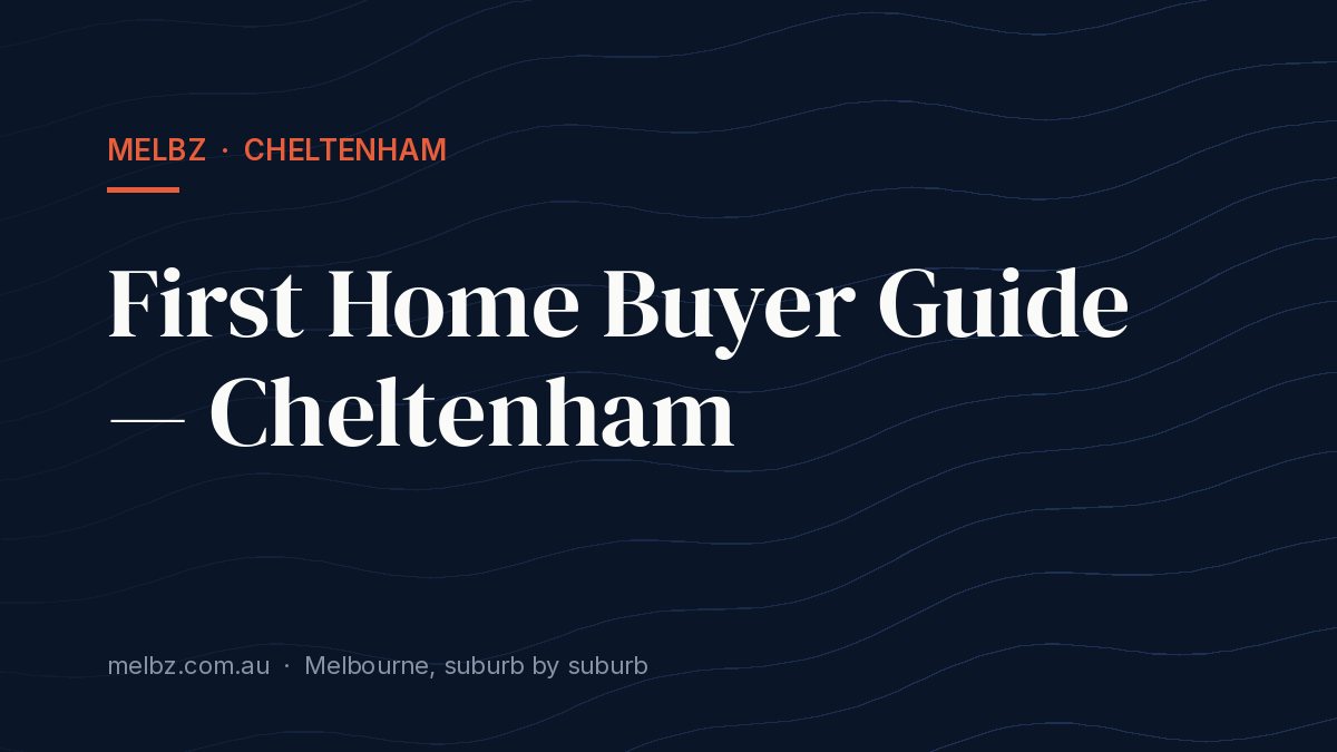 Title card: First Home Buyer Guide — Cheltenham
