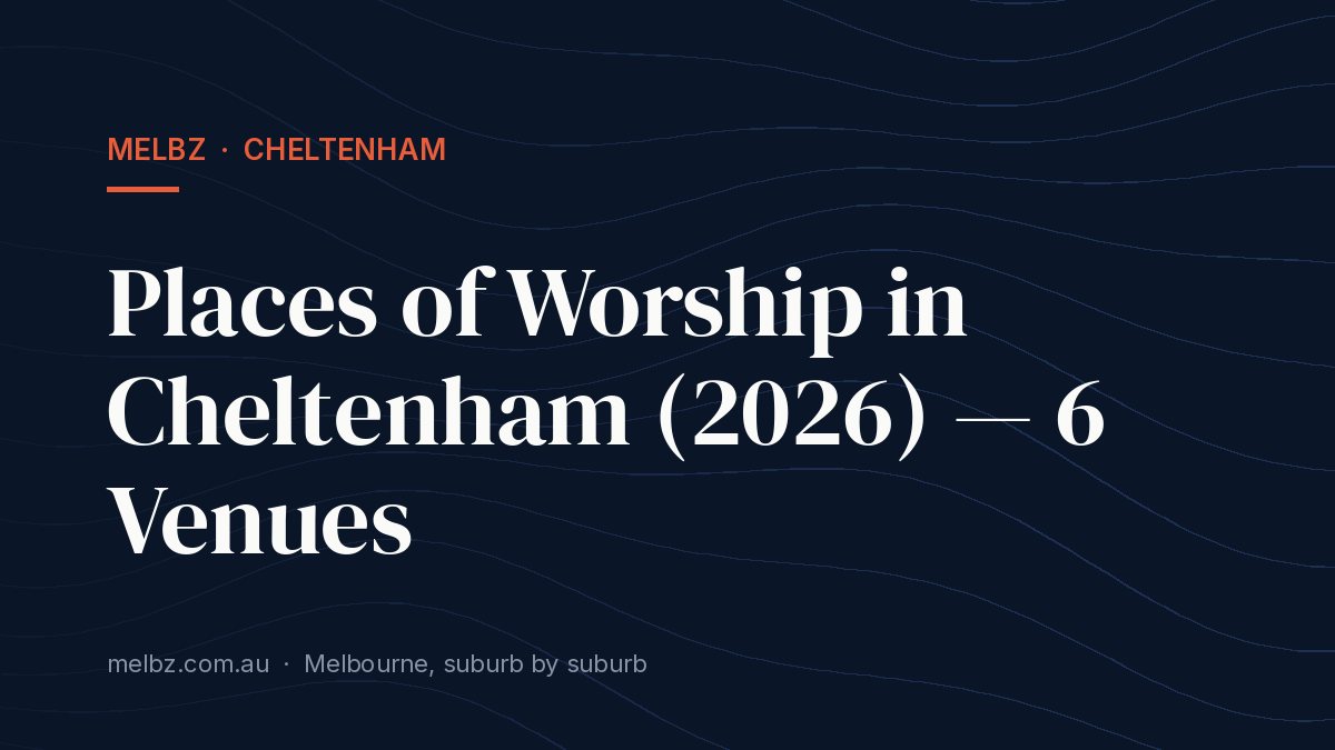 Title card: Places of Worship in Cheltenham (2026) — 6 Venues