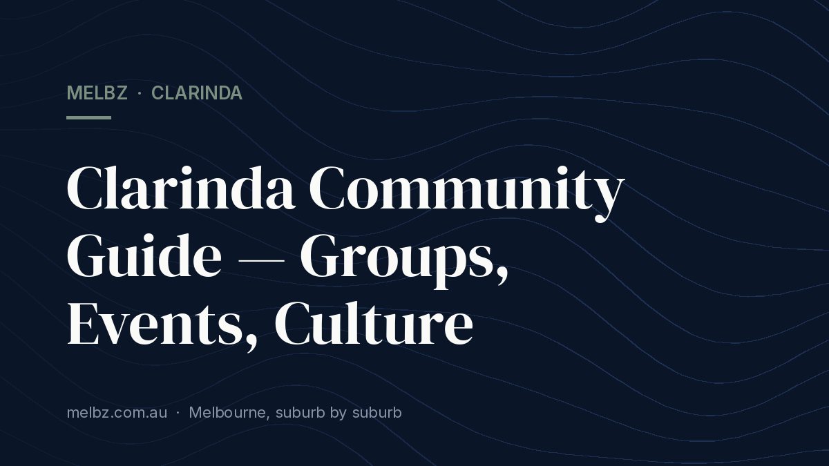 Title card: Clarinda Community Guide — Groups, Events, Culture