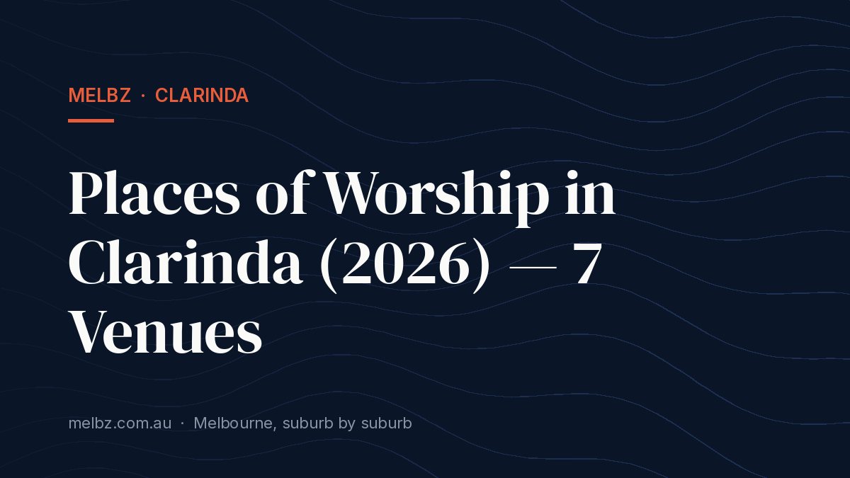 Title card: Places of Worship in Clarinda (2026) — 7 Venues
