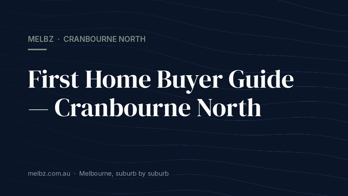 Title card: First Home Buyer Guide — Cranbourne North