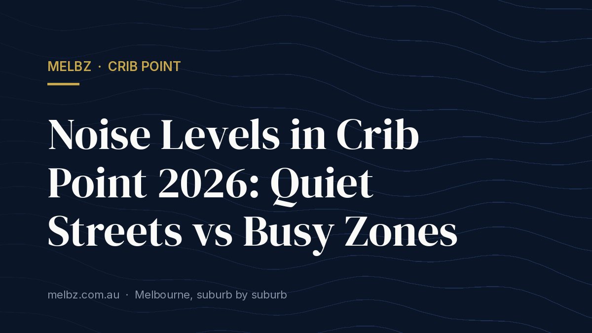 Title card: Noise Levels in Crib Point 2026: Quiet Streets vs Busy Zones