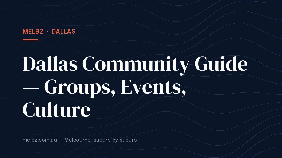 Title card: Dallas Community Guide — Groups, Events, Culture