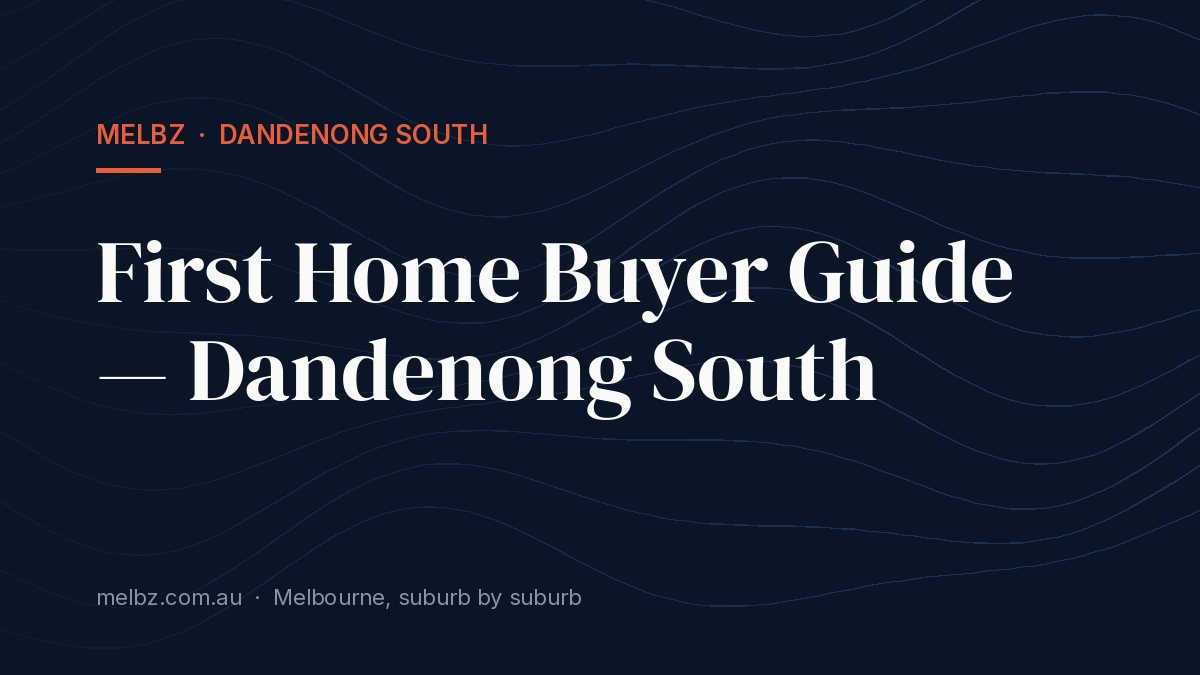 Title card: First Home Buyer Guide — Dandenong South
