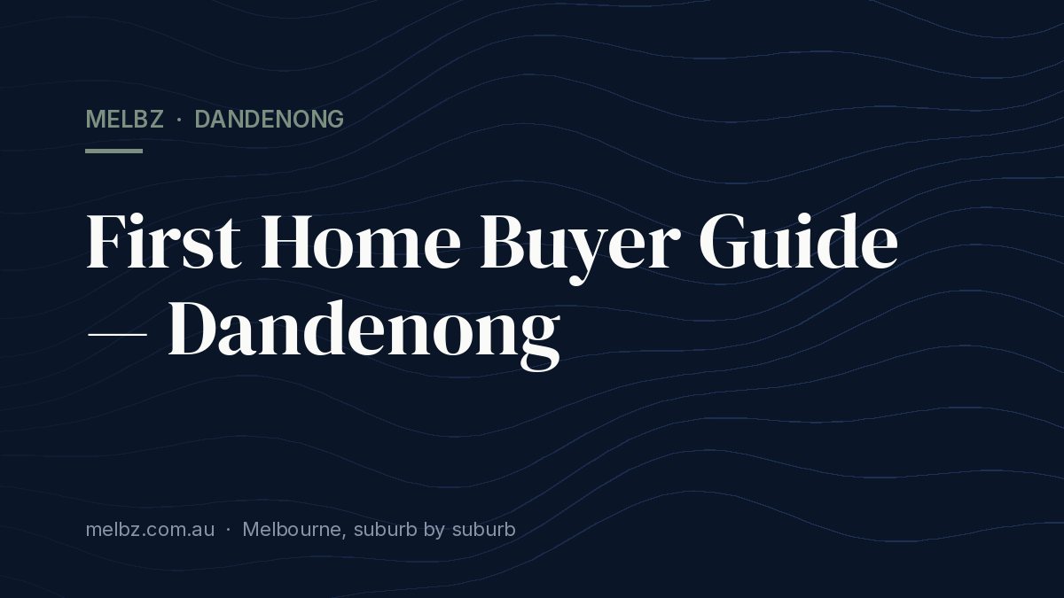 Title card: First Home Buyer Guide — Dandenong