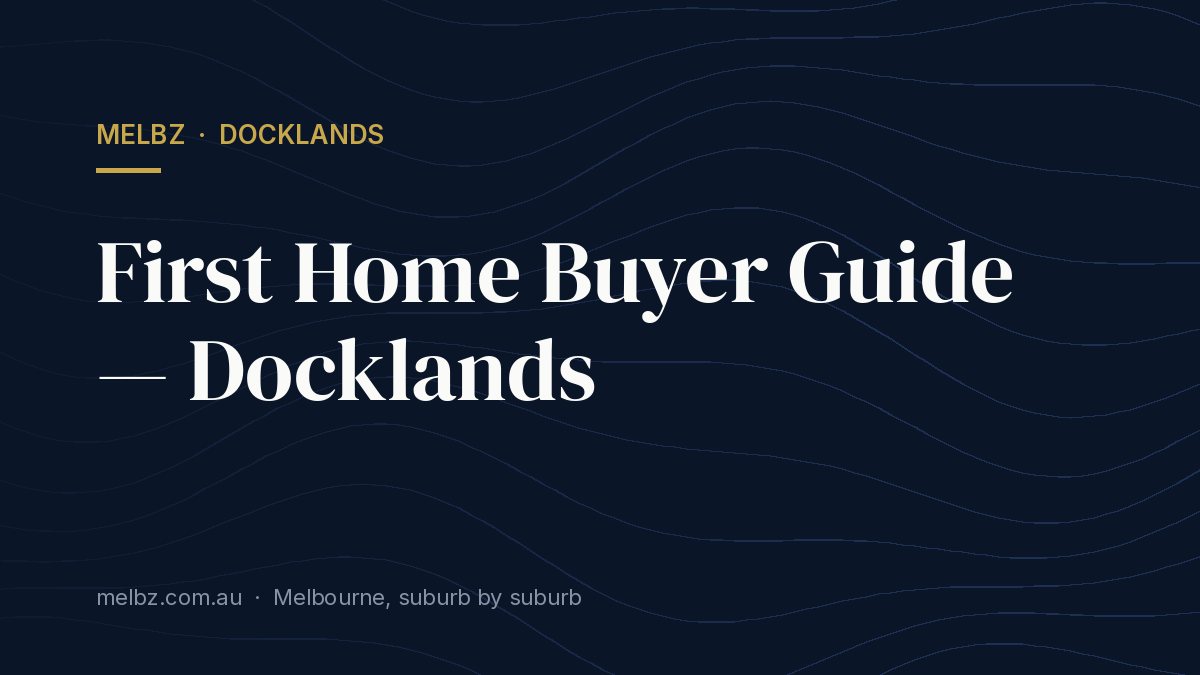 Title card: First Home Buyer Guide — Docklands