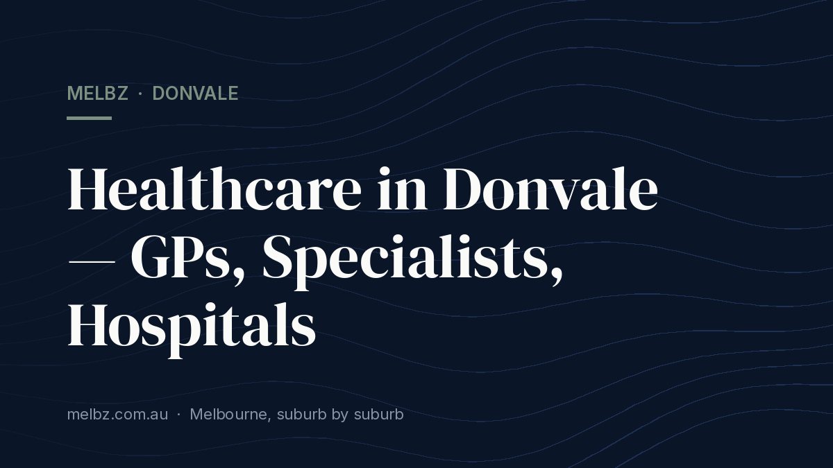 Title card: Healthcare in Donvale — GPs, Specialists, Hospitals
