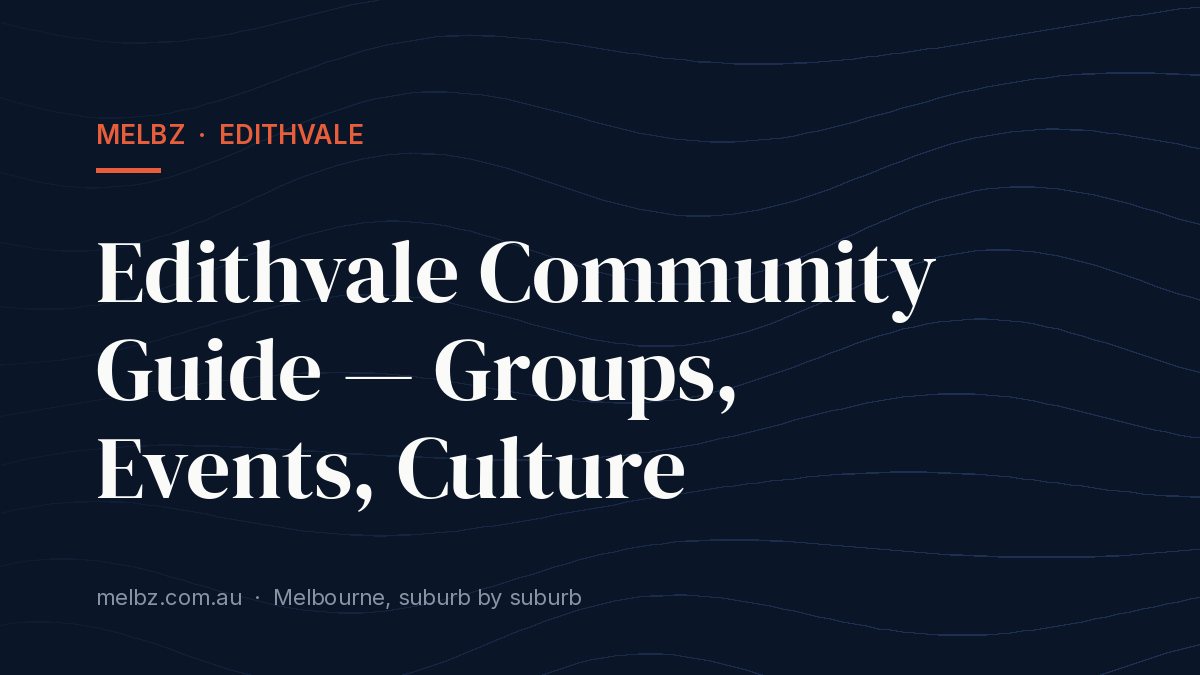 Title card: Edithvale Community Guide — Groups, Events, Culture