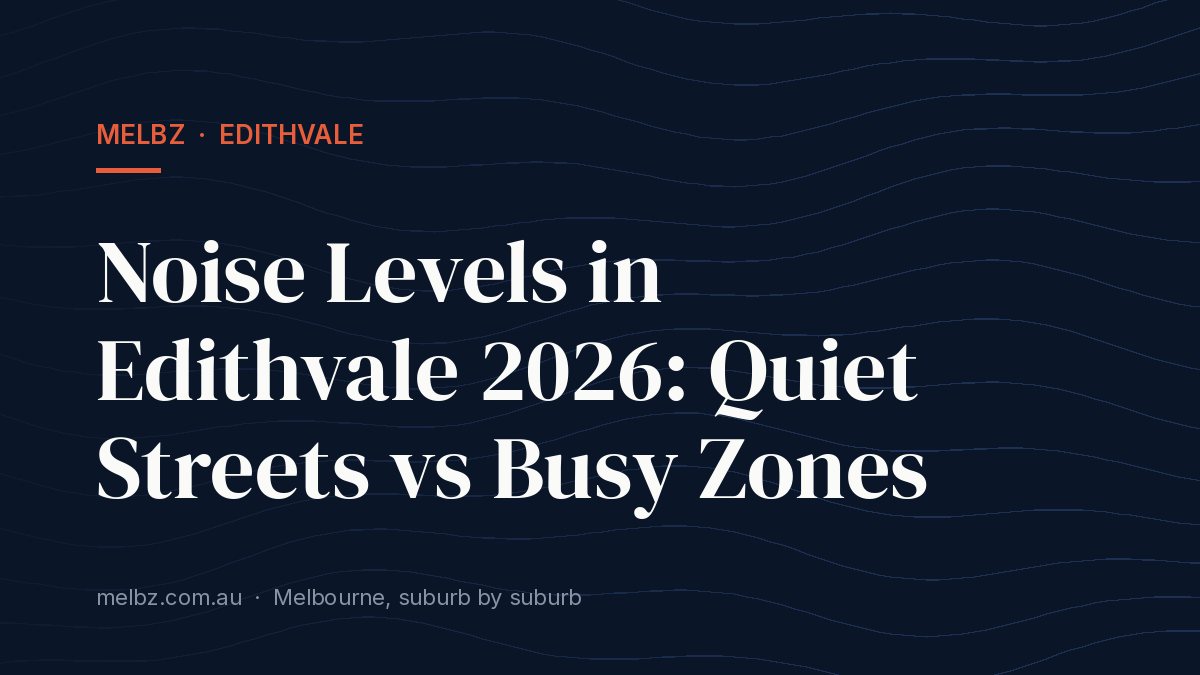 Title card: Noise Levels in Edithvale 2026: Quiet Streets vs Busy Zones
