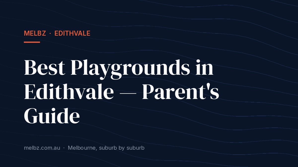 Title card: Best Playgrounds in Edithvale — Parent's Guide