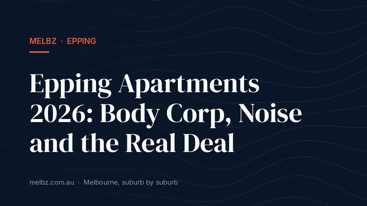 Title card: Epping Apartments 2026: Body Corp, Noise and the Real Deal