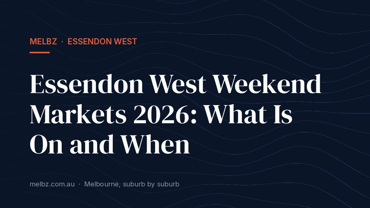 Title card: Essendon West Weekend Markets 2026: What Is On and When