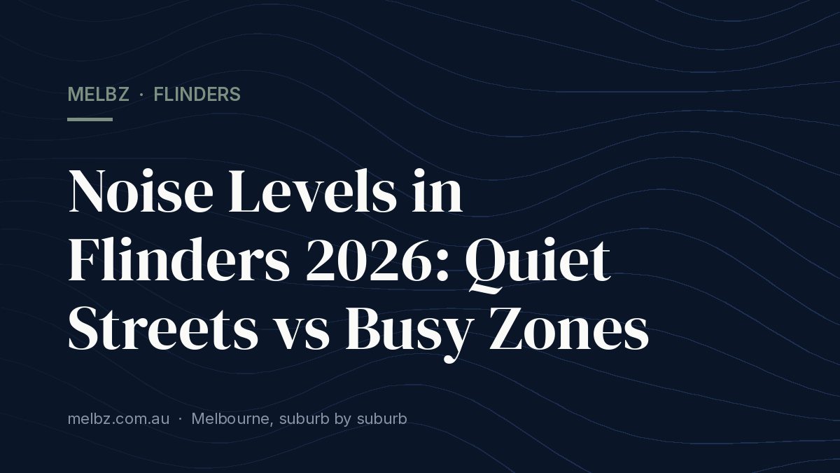 Title card: Noise Levels in Flinders 2026: Quiet Streets vs Busy Zones