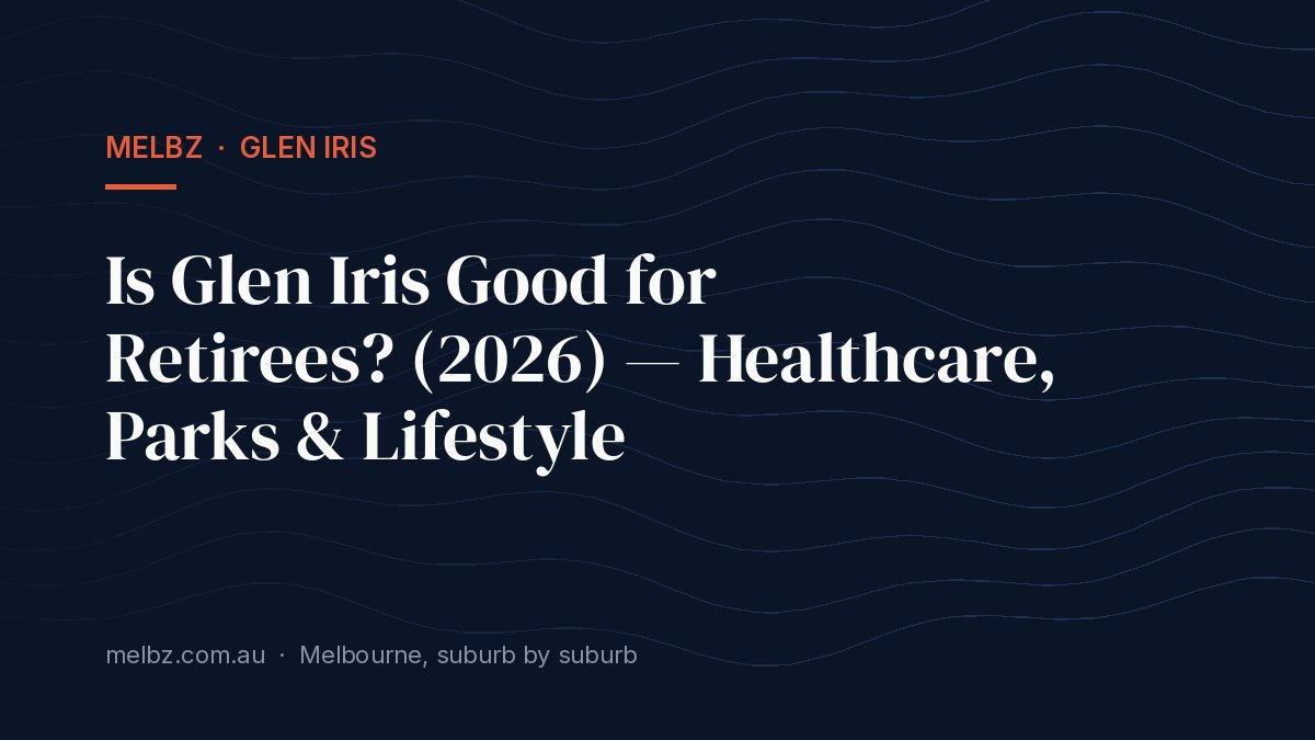 Title card: Is Glen Iris Good for Retirees? (2026) — Healthcare, Parks & Lifestyle