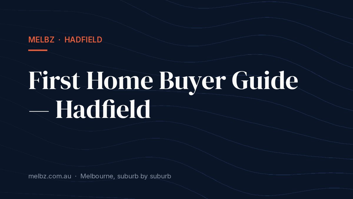 Title card: First Home Buyer Guide — Hadfield