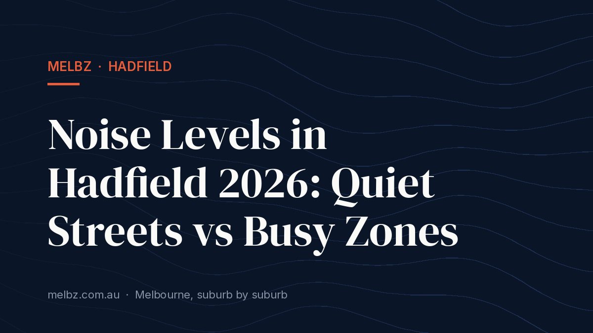 Title card: Noise Levels in Hadfield 2026: Quiet Streets vs Busy Zones