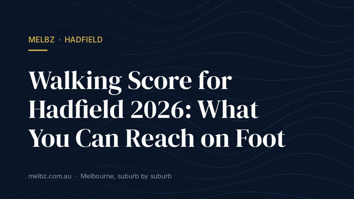 Title card: Walking Score for Hadfield 2026: What You Can Reach on Foot