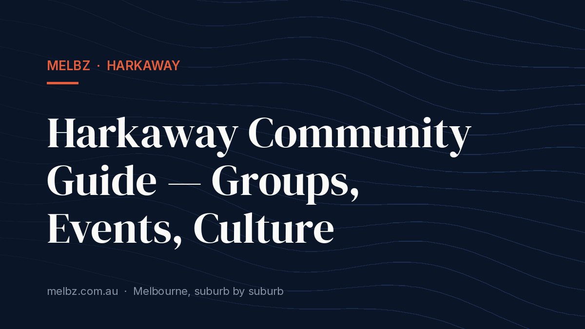 Title card: Harkaway Community Guide — Groups, Events, Culture