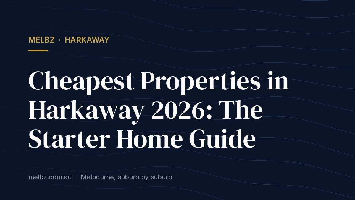 Title card: Cheapest Properties in Harkaway 2026: The Starter Home Guide