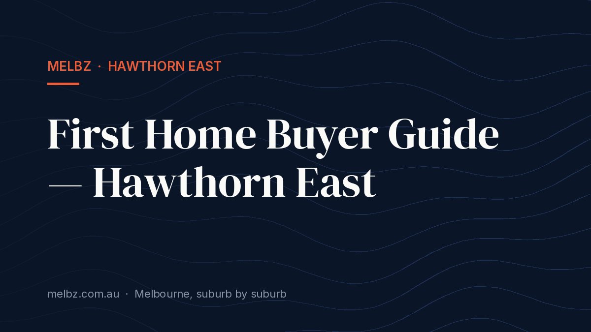 Title card: First Home Buyer Guide — Hawthorn East