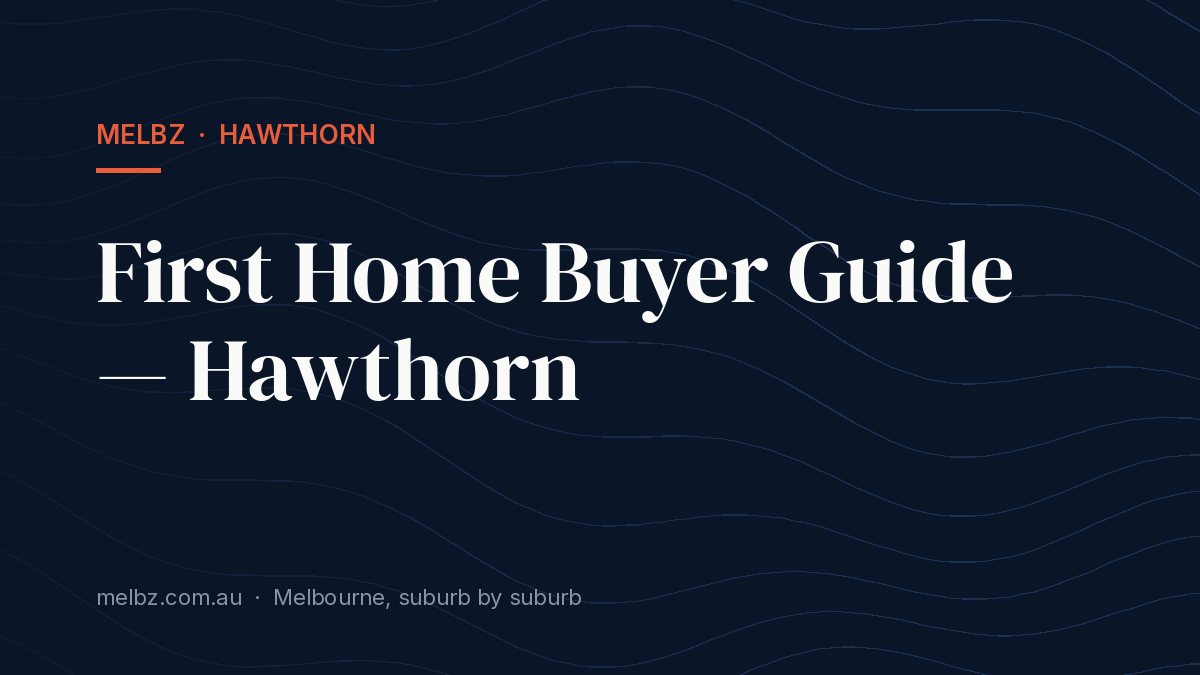 Title card: First Home Buyer Guide — Hawthorn