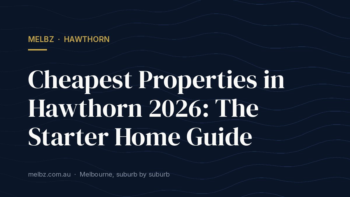 Title card: Cheapest Properties in Hawthorn 2026: The Starter Home Guide