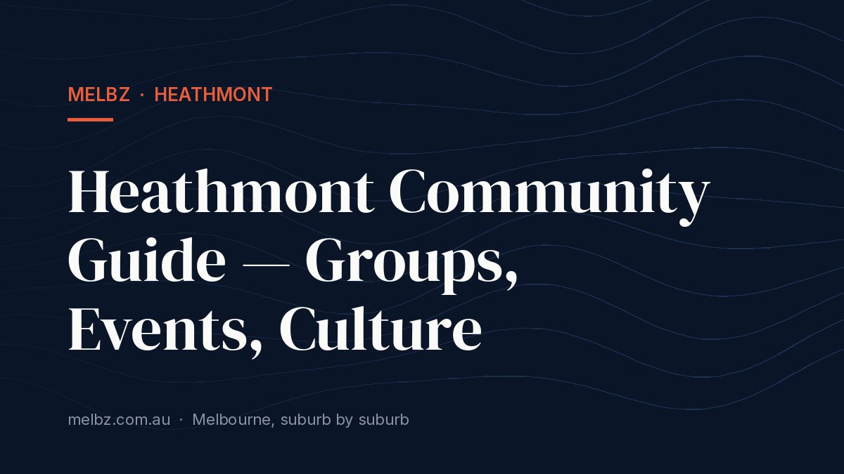 Title card: Heathmont Community Guide — Groups, Events, Culture