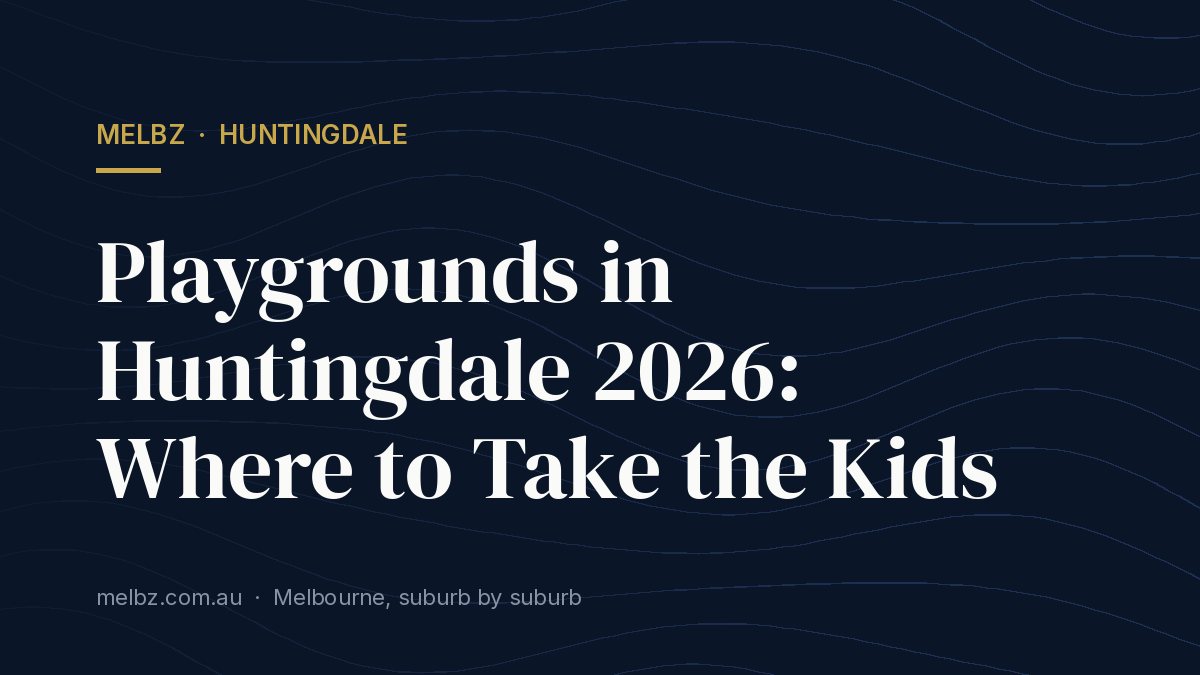Title card: Playgrounds in Huntingdale 2026: Where to Take the Kids