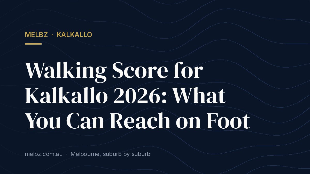 Title card: Walking Score for Kalkallo 2026: What You Can Reach on Foot