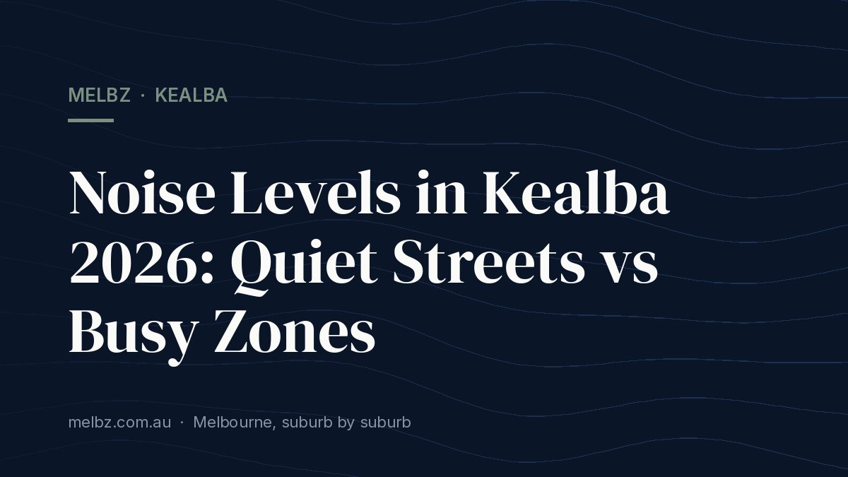 Title card: Noise Levels in Kealba 2026: Quiet Streets vs Busy Zones