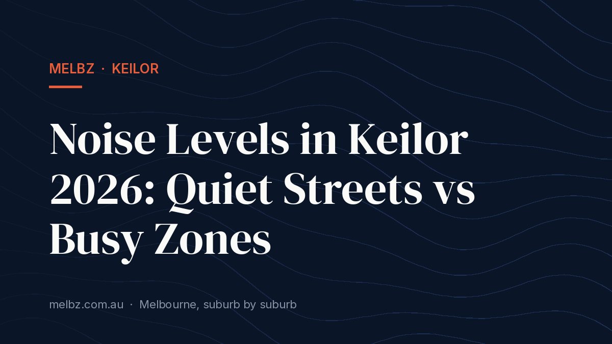 Title card: Noise Levels in Keilor 2026: Quiet Streets vs Busy Zones