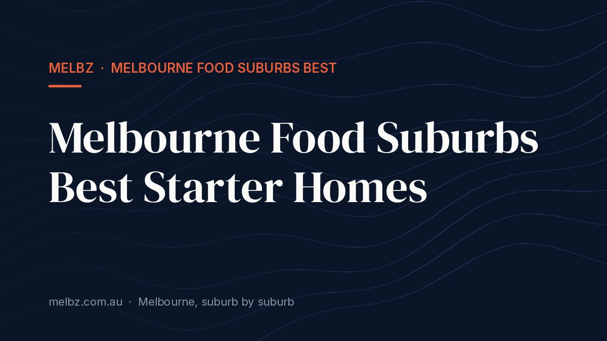 Title card: Melbourne Food Suburbs Best Starter Homes