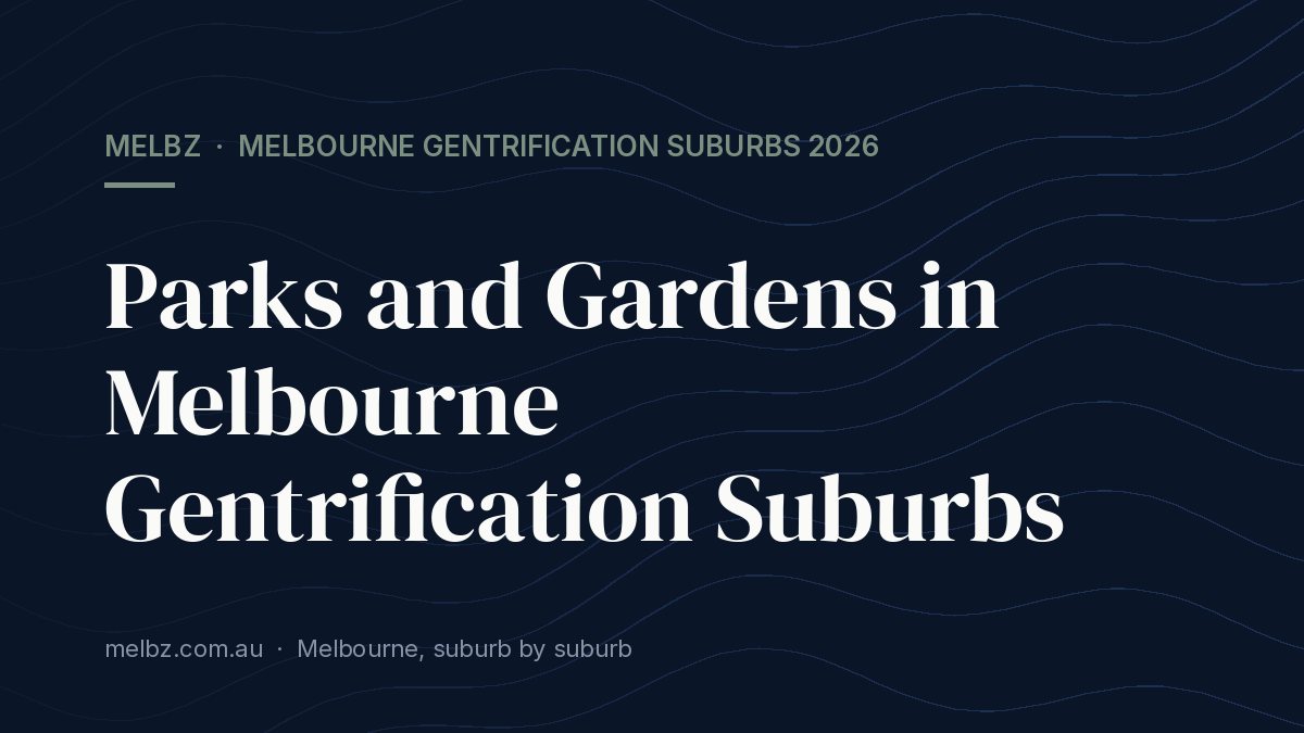 Title card: Parks and Gardens in Melbourne Gentrification Suburbs