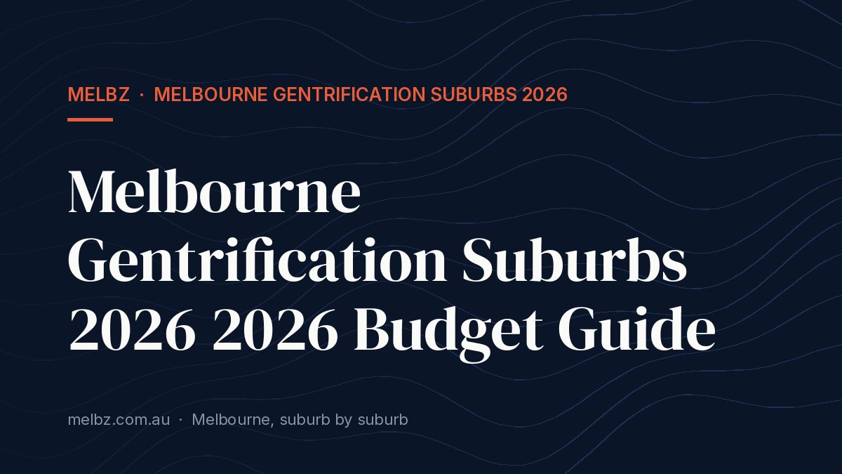 Title card: Melbourne Gentrification Suburbs 2026 2026 Budget Guide