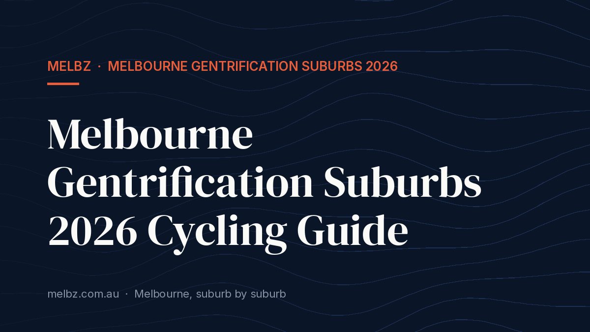 Title card: Melbourne Gentrification Suburbs 2026 Cycling Guide