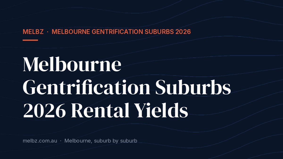 Title card: Melbourne Gentrification Suburbs 2026 Rental Yields