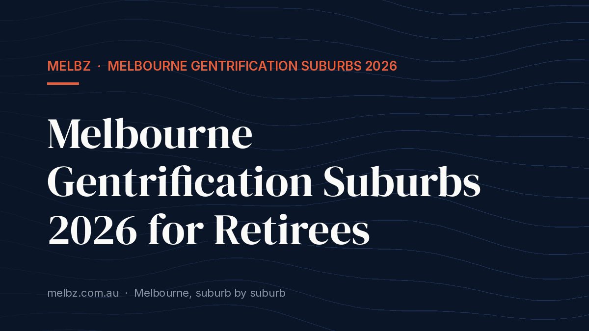 Title card: Melbourne Gentrification Suburbs 2026 for Retirees