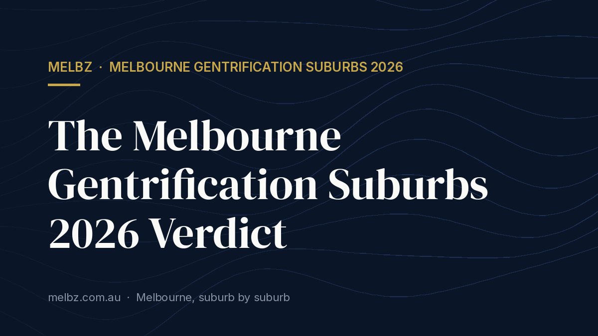 Title card: The Melbourne Gentrification Suburbs 2026 Verdict
